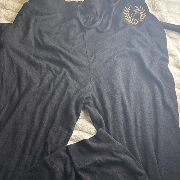 Victoria's Secret Pants - Victoria's Secret Black Jogger Pants with Gold Crest